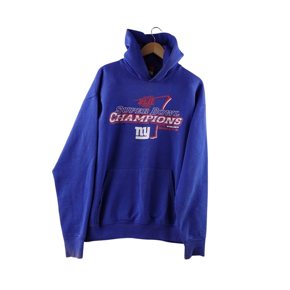 NFL New York Giants Super Bowl Champions XII Hoodie Royal‎ Blue Men's Size L